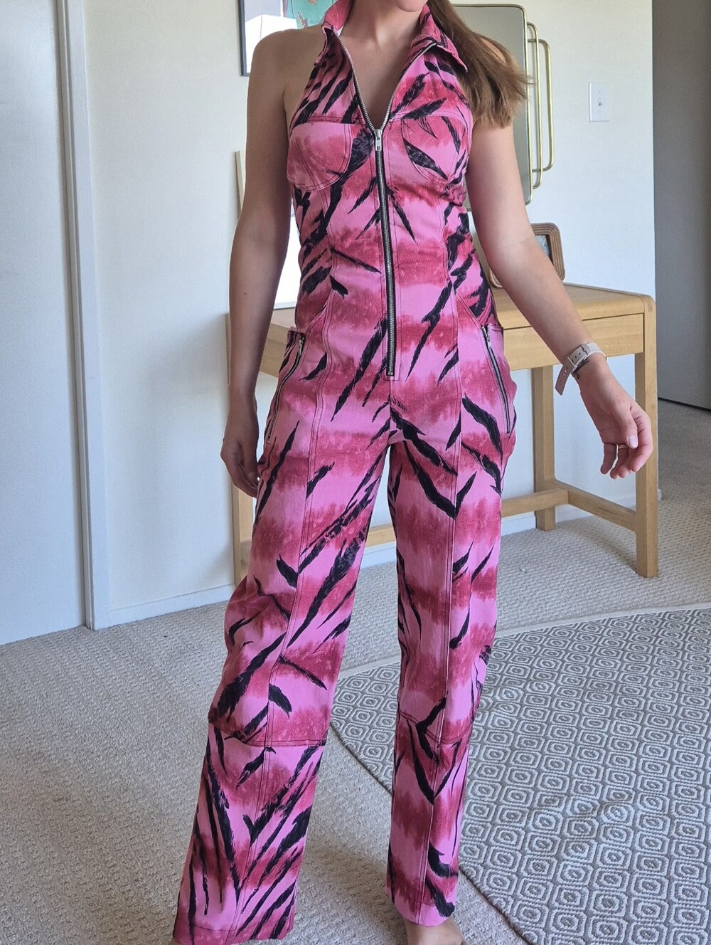 I.AM.GIA Pink Printed Halter Jumpsuit – XS
